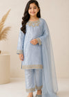 Little Sapphire – Powder Blue Premium Silk Kids 3PC Dress