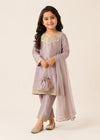 Pinkish Mauve Belle – Premium Silk Kids 3PC Dress