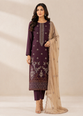 Brown  Embroidered Kurta Set with Beige Chiffon Dupatta