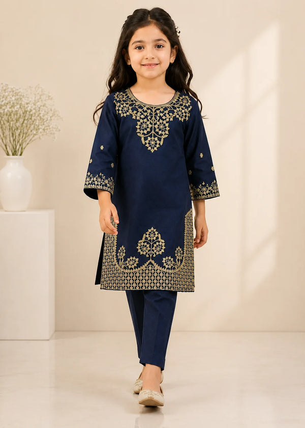 Blue Belle – Navy Blue Premium Lawn Kids 2PC Kurta Set