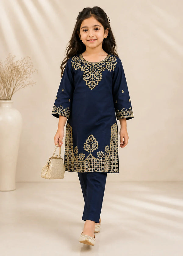 Blue Belle – Navy Blue Premium Lawn Kids 2PC Kurta Set