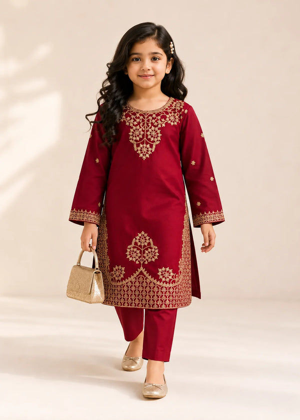 Crimson Charm – Maroon Premium Lawn 2PC Kurta Set