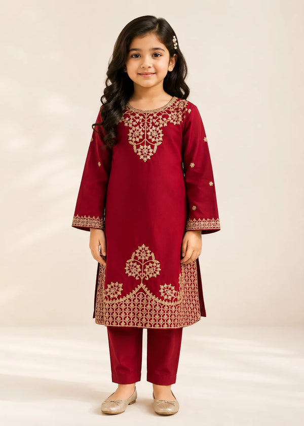 Crimson Charm – Maroon Premium Lawn 2PC Kurta Set