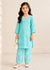 Kids Aquamarine Embroidered Cotton Kurta Set