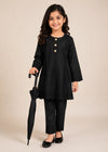 Kids Black Embroidered Cotton Kurta Set