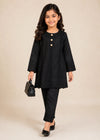 Kids Black Embroidered Cotton Kurta Set