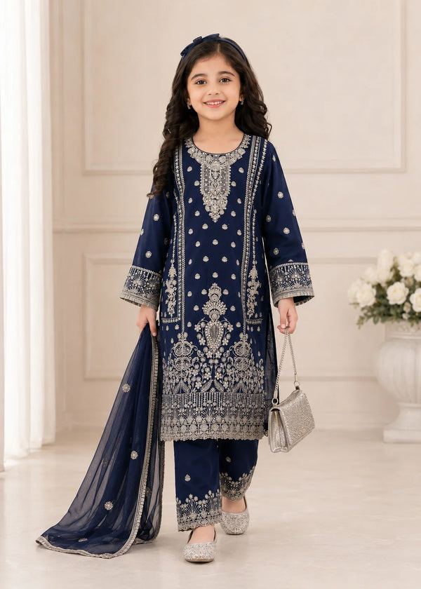 Ocean Navy – Luxury Kids 3PC Kurta Suit