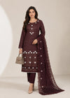 Mocha Muse – Brown Premium Embroidered Linen 3PC Suit with Chiffon Dupatta