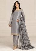 Smoky Grace – Grey Designer Silk 3PC Dress