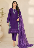 Elegant Purple Embroidered Cambric Kurta Set with Printed Net Dupatta