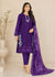 Elegant Purple Embroidered Cambric Kurta Set with Printed Net Dupatta