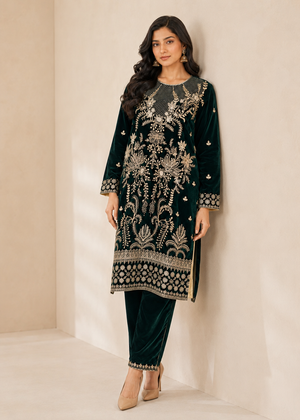 Verdant Noir | Dark Green Velvet Statement