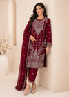 Maroon Eleganza – Designer Embroidered Chiffon Set