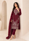 Maroon Eleganza – Designer Embroidered Chiffon Set