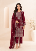Maroon Eleganza – Designer Embroidered Chiffon Set