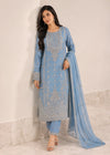 Powder Blue Glow – Luxury 3PC Chiffon Outfit