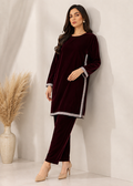 Maroon Opulence –Solid Maroon Velvet Ensemble