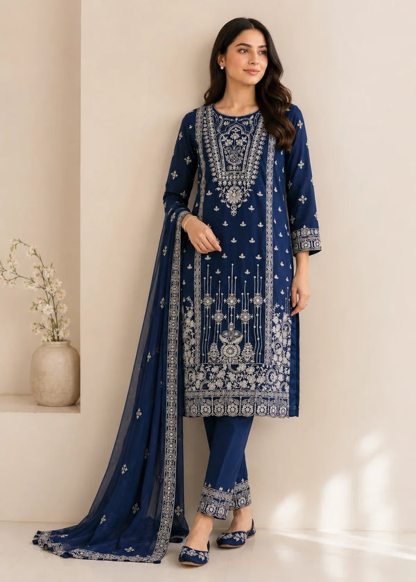 Royal Navy – Festive Embroidered Chiffon 3PC Set