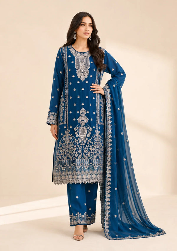 Teal Royale – Premium Embroidered Chiffon 3 Piece Set