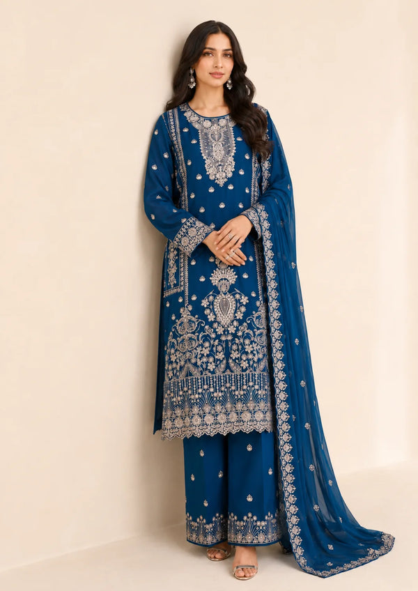 Teal Royale – Premium Embroidered Chiffon 3 Piece Set