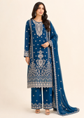 Teal Royale – Premium Embroidered Chiffon 3 Piece Set