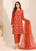 Rust Orange Embroidered Kurta Set with Dupatta