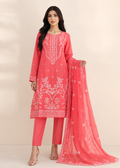 Coral Pink Embroidered Lawn Kurta Set