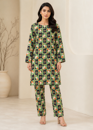 Green Geometric Digital Print Co-ord Set