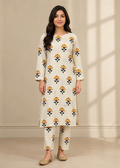 2 Pc Floral Printed Off-White lawn 2-Piece Co-ord Set