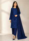 Embroidered Blue Lawn Kurta Set with Chiffon Dupatta