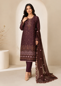 Espresso Aura – Brown Premium Embroidered Linen 3PC Suit with Chiffon Dupatta