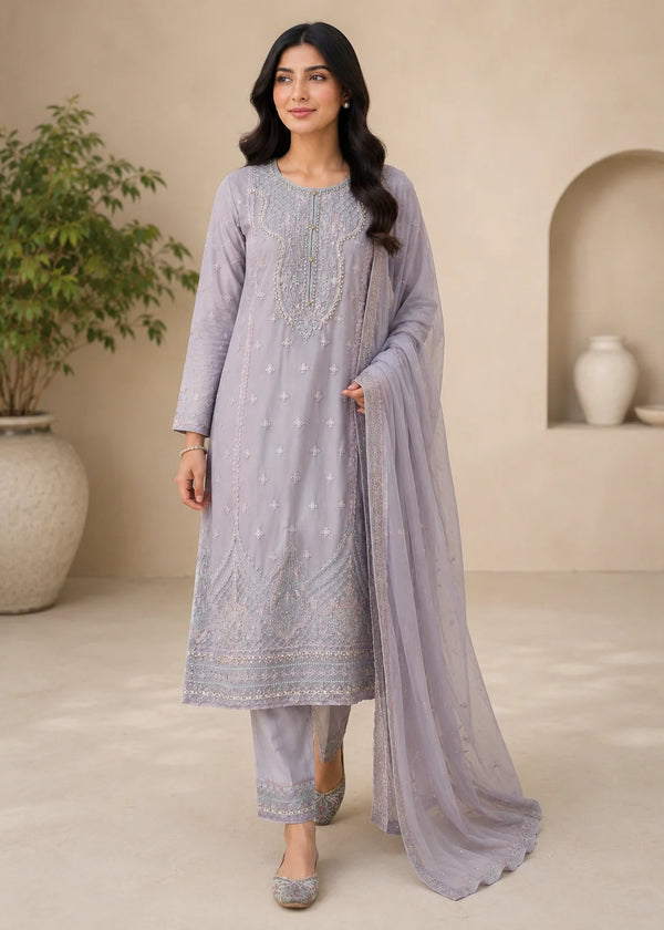 Lilac Grace – Premium Festive Chiffon Suit