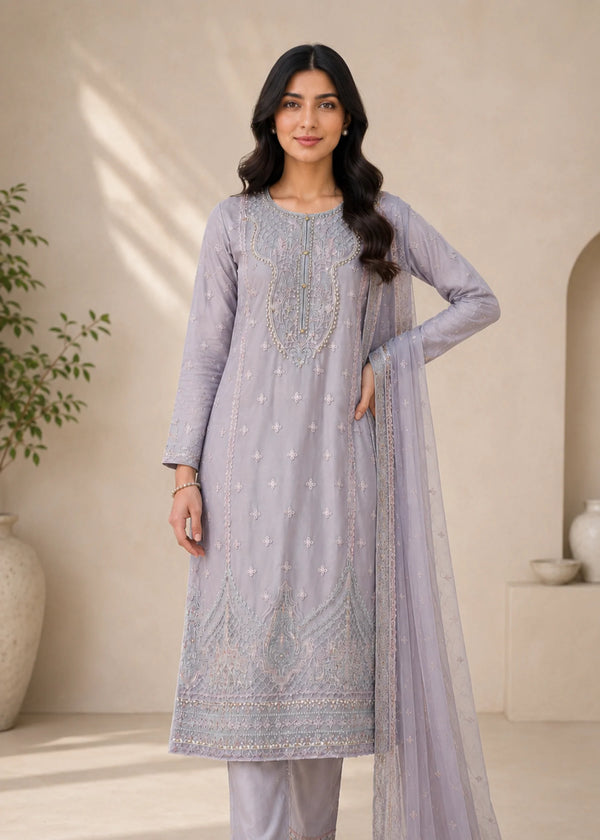 Lilac Grace – Premium Festive Chiffon Suit