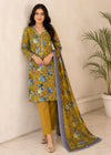 Mustard Floral Printed Lawn Kurta Set with Dupatta