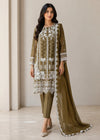 Olive Embroidered Chiffon Kurta Set with Dupatta