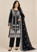 Elegant Black Embroidered Chiffon Kurta Set