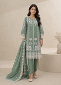 Sea Green Embroidered Chiffon Kurta Set with Dupatta