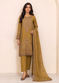 Caramel Veil – Caramel Luxury Embroidered Chiffon 3PC Dress with Silk Trouser