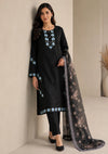 Elegant Black Embroidered Kurta Set with Printed Net Dupatta