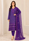 Violet Grace – Purple Premium Embroidered Linen Dress with Chiffon Dupatta