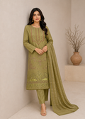Olive Whisper – Olive Premium Embroidered Lawn 3PC Dress with Lawn Dupatta