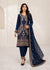 Navy Blue Embroidered Chiffon Kurta Set with Raw Silk Trousers