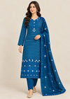 Sea Breeze– Teal Premium Embroidered Linen 3PC Dress with Chiffon Dupatta