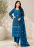 Sea Breeze– Teal Premium Embroidered Linen 3PC Dress with Chiffon Dupatta