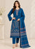 Teal Embroidered Cotton 3-Piece Kurta Set with Dupatta