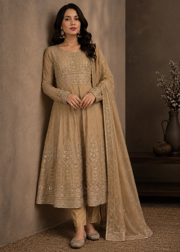 Desert Dusk – Camel Brown Luxury 3PC Maxi Dress
