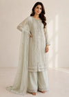 ivory Elegance – Embroidered Chiffon 3 Piece Set