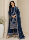 Navy Grace – Festive Embroidered Chiffon 3PC Set