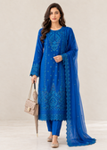 Elegant Blue Embroidered Chiffon Kurta Set with Dupatta
