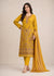 Mustard Embroidered Lawn Kurta Set with Striped Dupatta